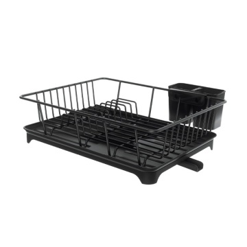 Large 2-Tier Dish Drying Rack and Drainboard Set with Utensil Holder - Perfect for Kitchen Counter, Black
