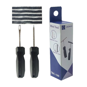 Black mini tire plug kit contains fork tool
