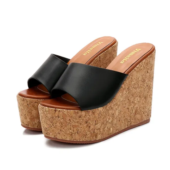 2024 Summer Trend: Super High Heel Wedge Slippers for Women - Explore the Latest Fashion in Thick Sole Slides and Beach Chaussures