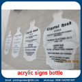 Signo de botella de acrílico impreso a todo color