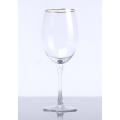 High Stem Wine Glass  With Gold Rim