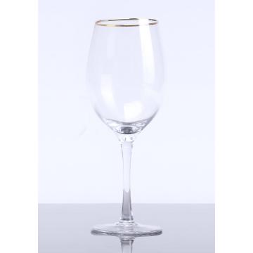 High Stem Wine Glass  With Gold Rim