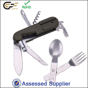 Plastic multifunction detachable camping knife fork knife spoon set