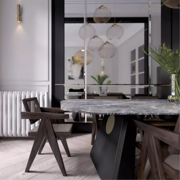 Moderner einfacher italienischer Marmor -Esszimmer Set