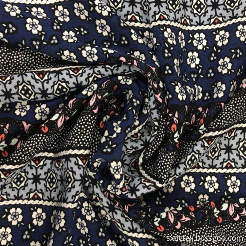 100 Rayon Viscose Crinkle Stripe Floral Print Fabrics
