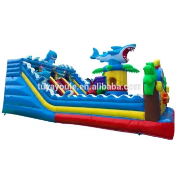 Guangzhou wholesale Plato PVC0.55mm Ocean world theme commercial used slides inflatable slides for kids