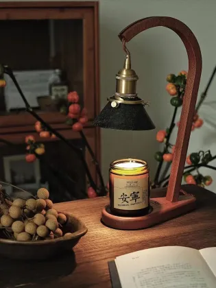 Retro Chinese Art Wooden Base GU10 Aroma Lamp Table Lamp with Scented Candles