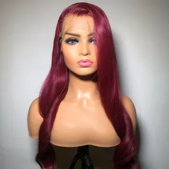 Cheap 13x4 Lace Frontal Wig Brazilian Human Hair Silk Straight Cuticle Aligned Hair 99J Full Hd Lace Front Wig For Black Women