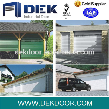 Pair woodgrain finish insulated roller shutter doors