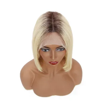 Raw Indian Virgin Human Hair Colored Wig Straight Short Color Bob Wig Blonde 1B 613 Gold Pink Orange Lace Front Wig Human Hair