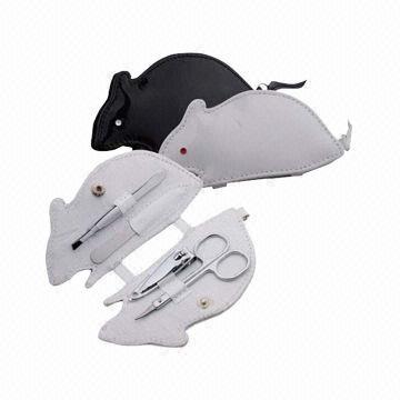 4-piece High Grade Manicure Set for Promotional Gift, Mouse Case