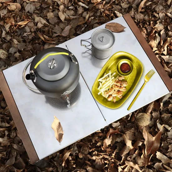 Vintage Style Gold metal plate Stainless Steel Dinner Plate Set Round Dinner Camping Dish  Tableware Plate