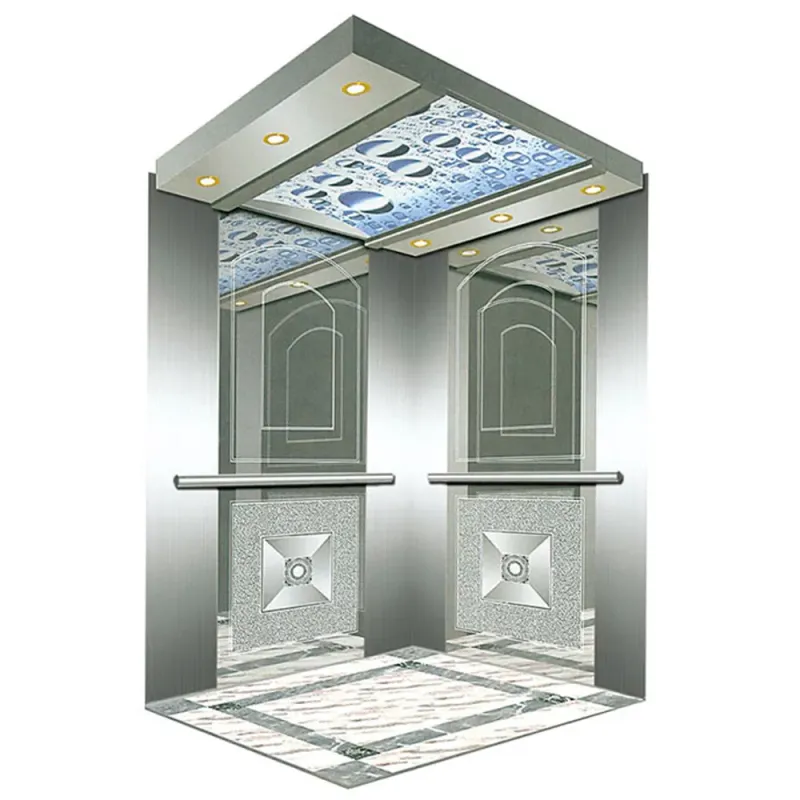 1600kg Mirror Etching Stainless Steel Small Machine Room Passenger Elevator
