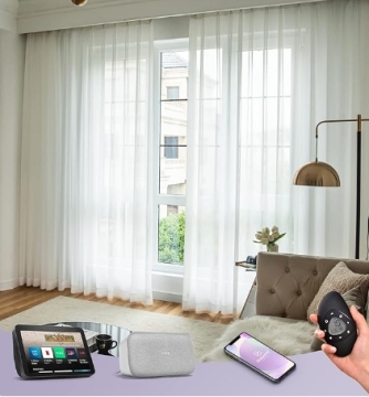 Hardwired Smart Curtains with Remote Control for Sliding Doors - Room Darkening Drapes