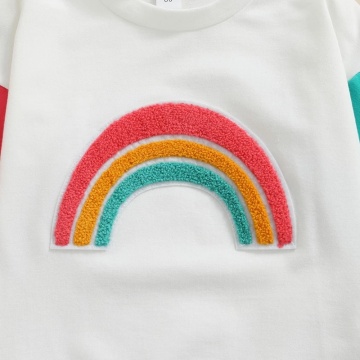 Sudadera bordada de la sudadera linda del arco iris