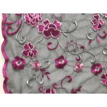 フローラルメッシュ刺繍スカラップエッジ生地