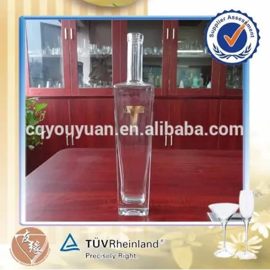 China customised gold decal vodka glass bottle 750 ml