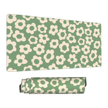 Custom Printed Large Green Flower Mouse Pad with Anti-Slip Rubber Backing for Desktop Use