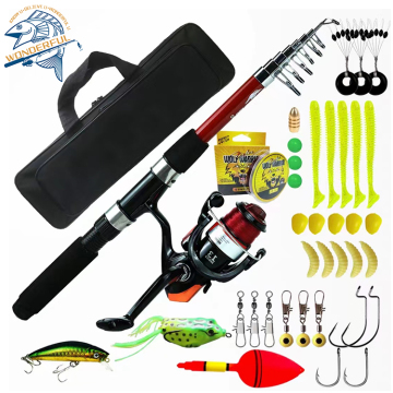 High Quality Telescopic Fishing Rod and Reel Combo with Carrier Bag - Red Lake Fishing Kit for Adults and Kids