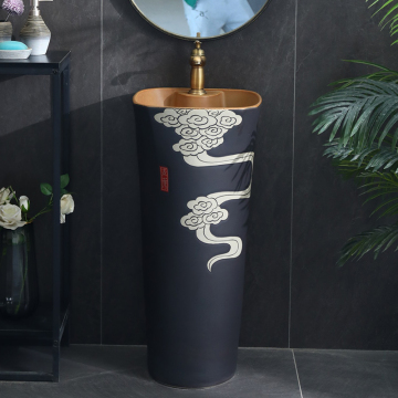 LJ24-085-099 Modern Ceramic Pedestal Sink: Hotel Luxury Round Basin Sink by Kaolin Clay