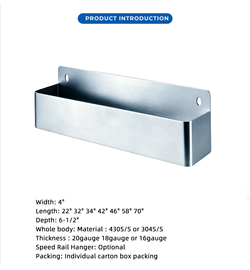 Single Compartment Stainless Steel Wall Mount Storage Tray X