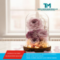 Conjunto de presente premium com caixa de flores rosa imortal