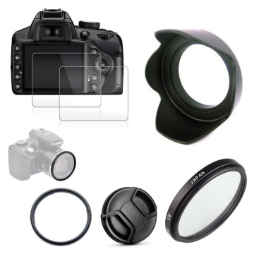 UV Filter Lens hood Cap Adapter ring & 2x Glass Screen Protector for Canon Powershot SX60 SX70 HS camera