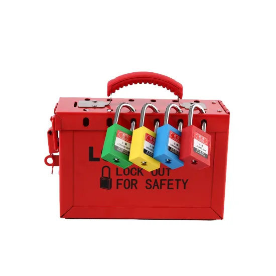 Industrial Portable Steel Safety Lockout Box: 13 Lock Group Kit