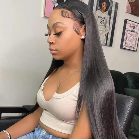 RTS Transparent Lace Front wigs for Black Women, RTS 13X4 Wholesale Natural Color Brazilian Human Hair Wigs Straight Hair wigs