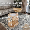 Modern Design Eco-Friendly Luxury Wooden Cat Tree Tower Indoor Multi-Level Activity Furniture with Carton Packaging