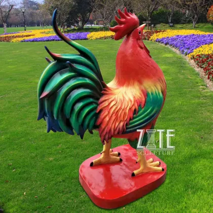Custom large resin chicken sculpture fiberglass rooster statues for garden