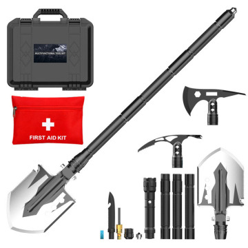 Tactical Survival Shovel Axe Flashlight Combo for Camping