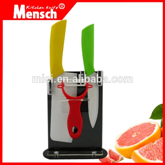 3pcs cost effective kitchen knife with beautiful knife block