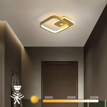 Iron Aluminum Aisle Sensor Light Corridor Modern Minimalist Checkroom Entryway Gold Square LED Ceiling Light