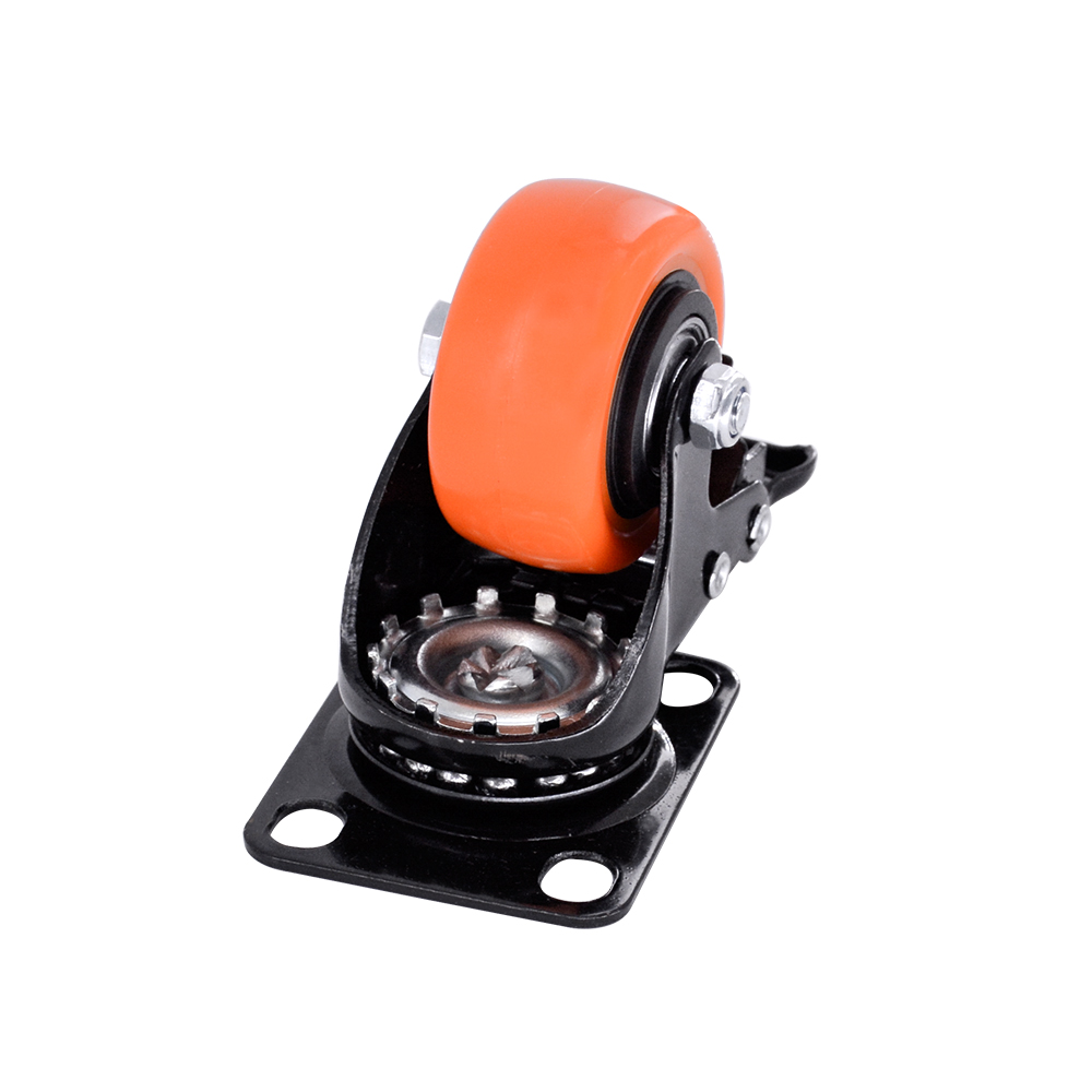 Caster de placa de PVC naranja de 2 pulgadas con freno