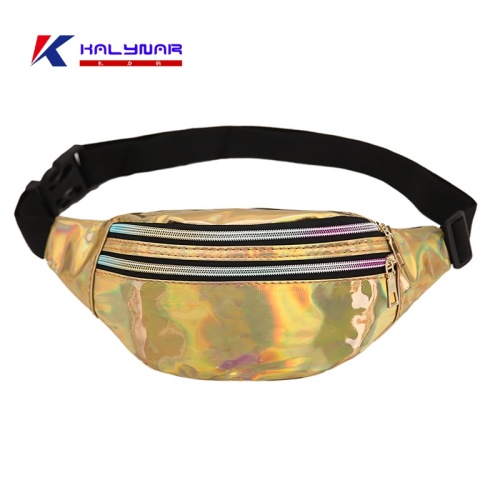 Shiny Waist Bag with Pouches and Adjustable Belt