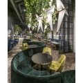커스텀 스퀘어 오크 커피 숍 가구 상업용 고체 금속 좌석 카페 목재 나무 식당 부스 테이블 및 의자 세트