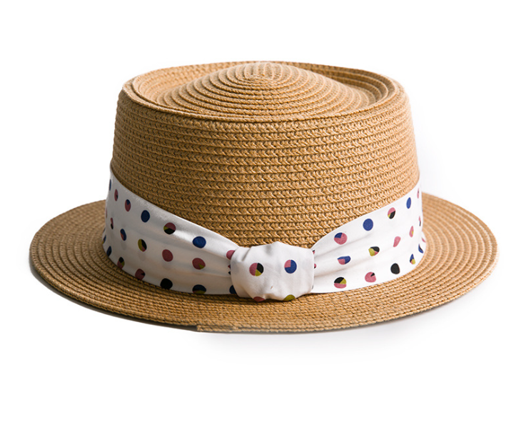 Flat Brim Paper Straw Hat Front