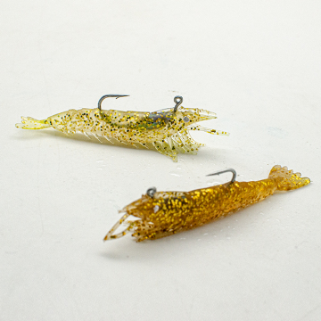 90mm Yellow Sequin Soft Lures - Bulk 7g Wobble Shrimp & Crawfish Baits