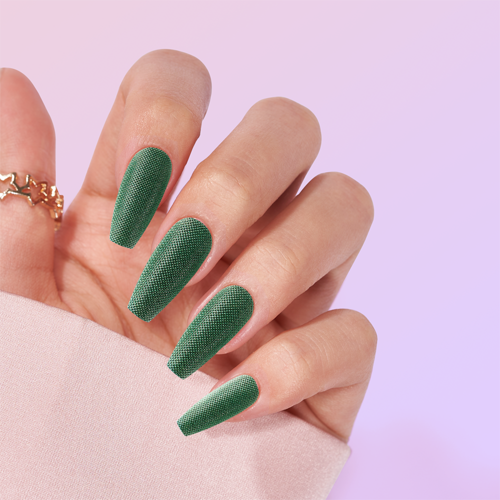 3D small Point Matte Green stick on nails