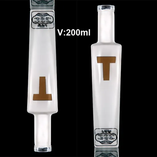 Cork Top Stopper 200ml Square White Frost Glass Bottle For Vodka