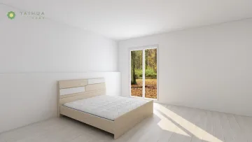 Bed with Rectangular Oak and White Block Combination