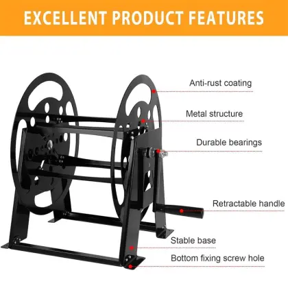 100ft Black Steel RV Electrical Cord Roll