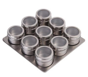 Magnetic Stainless Steel Seasoning Set: Salt, Pepper, Herb, and Spice Shakers