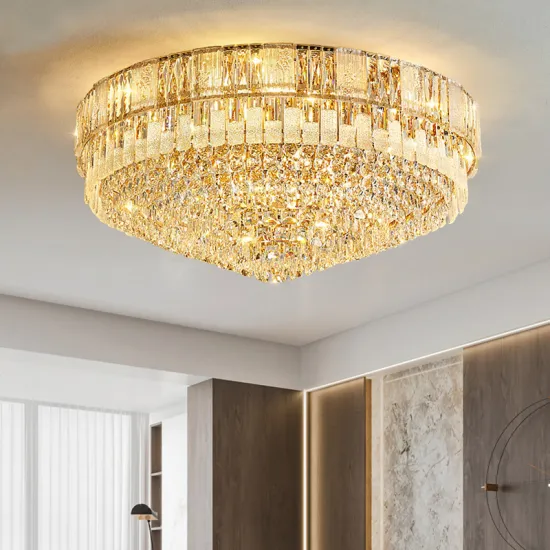 Luxury Hotel Round Gold Crystal Ceiling Light for Dining Room