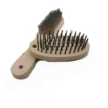 Metal wire brush with wooden handle