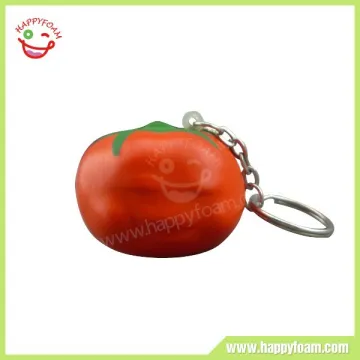 Manufacturer Supply Tomato Anti Stress PU Keychain Foam