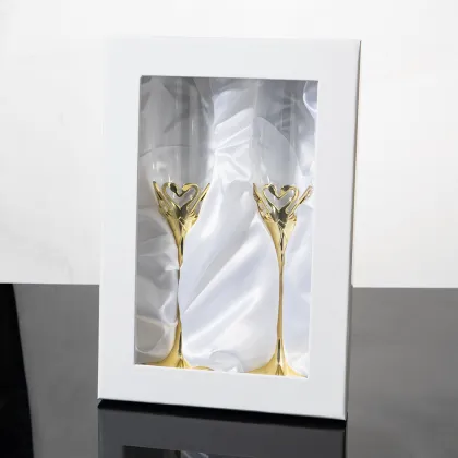 Swan Shape Crystal Glass Champagne Flute - Gold Silver, Lead Free Wedding Glass