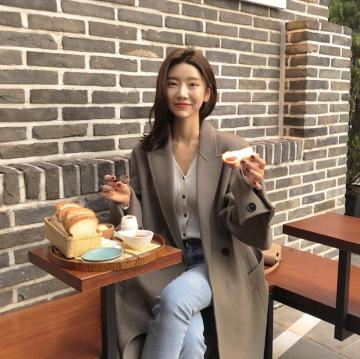 High-end fashionable elegant double-sided handmade cashmere coat