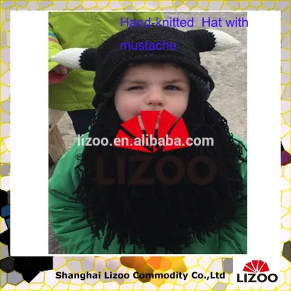 Men Knit Viking Beard/Mustache Hat Beanie